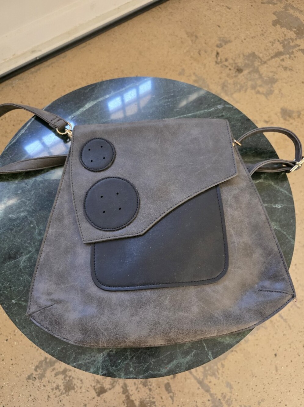 Gray and Black Geometric Patch Tote
